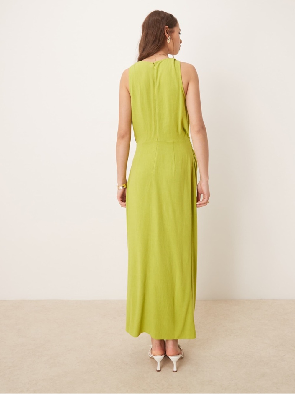 ASOS Lime Green Cowl Neck Maxi Dress with Side Slit - Picture 3 of 3